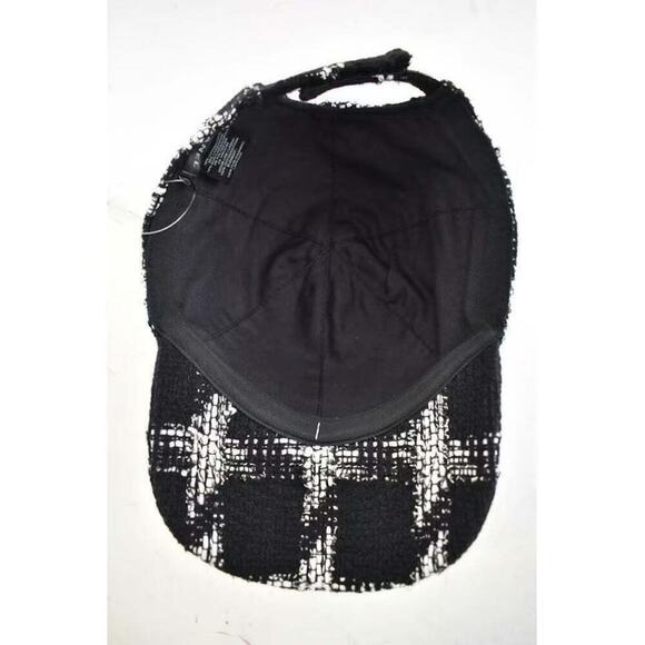 Chanel REV Black White Tweed Check CC Logo Baseball Cap Curved Peak Hat L Large - Picture 2 of 7